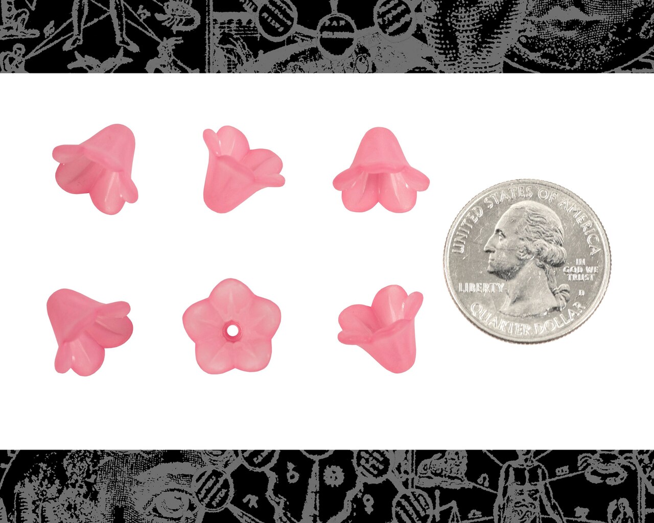 10x13 Light Pink Small Frosted Lily Resin Flower Caps - Set of Six - FW9-6